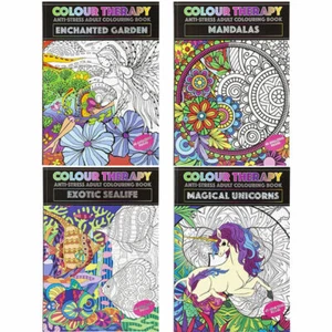 Colour Therapy Colouring Book - Anti Stress Colour In Relax Adult Mental Health - Picture 1 of 5