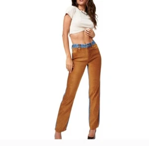 Neu mit Etikett Gr. 22 Good American Icon gemischtes Wildlederimitat & Stretch-Denim 👖 sexy - Bild 1 von 9