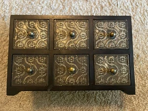 6 Drawers Wood Apothecary Medicine/tea/ Art/ Label Holder Organizer - Picture 1 of 4