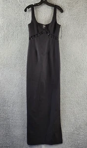 Aidan Mattox Square Neck Cut-Out Maxi Evening Dress Women's 2US Black Back Zip - Picture 1 of 13