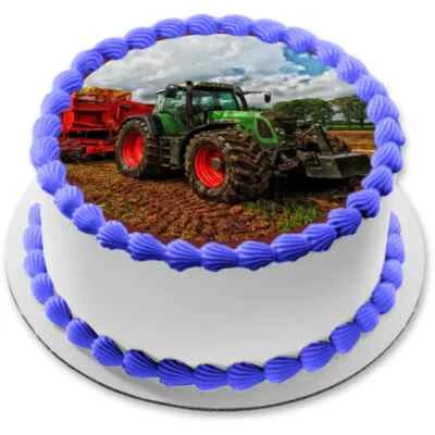Traktor essbar Tortenaufleger Muffin Bild Party Deko Geburtstag Geschenk Trecker - Bild 1 von 4