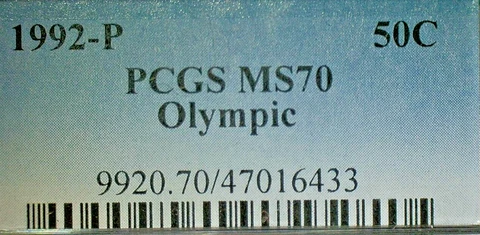 UNITED STATES CLAD 1992-P PCGS MS70 OLYMPIC 1/2 $-KM#233 Cover