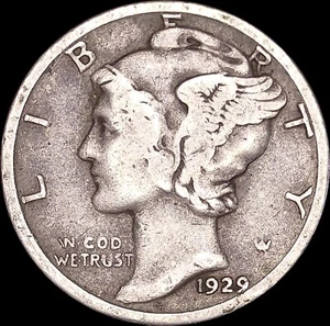 1929-S 10C Winged Liberty Head "Mercury" Dime Uncertified Circulated - Picture 1 of 2