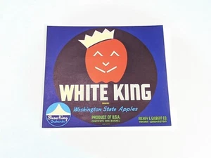 White King snow king Orchards Apples Fruit Crate Box Label Richey Gilbert co - Picture 1 of 4