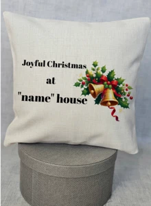 Personalised Christmas at your home cushion cover any name added Merry Christmas - Picture 1 of 4