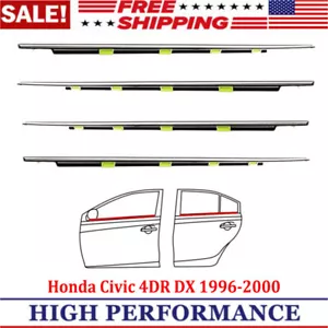 4x Black Window Trim Glass Door Belt Rubber For 1996-2000 Honda Civic DX 4D - Picture 1 of 7