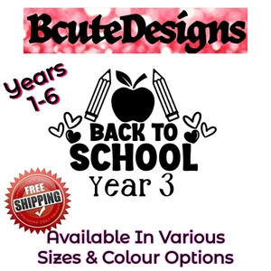 BACK TO SCHOOL PERSONALISED YEAR GROUP VINYL DECAL STICKER PRIMARY PHOTO APPLE - Picture 1 of 8