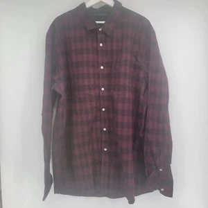 Mens Sean Jean Purple Plaid Button Long Sleeve Size 4XL - Picture 1 of 8