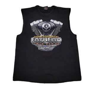 Harley Davidson Fat Head Twin Cam 88 Tank Top Orange County CA Biker Shirt Large - Picture 1 of 6