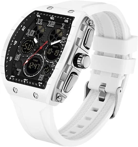 Findtime Relojes de diseño para hombre, esfera rechteckig única, Farbe blanco - Bild 1 von 12