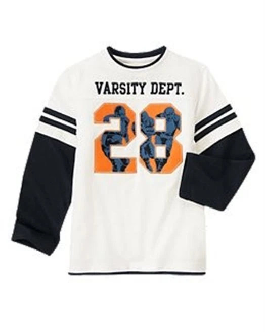 NOVO COM ETIQUETAS GYMBOREE TAMANHO 5 "CAMPEÃO DE FUTEBOL" Varsity Dept. Pulôver #28 LS - Imagem 1 de 1