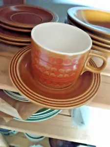 Vintage 1970s Hornsea pottery Saffron- Cups and Saucers 3 sets available vgc - Picture 1 of 3