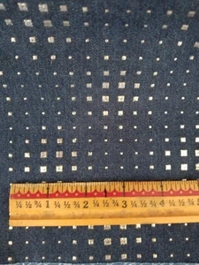 Dark Blue Denim Fabric With Silver Squares  1 Yard X 38" - Picture 1 of 3