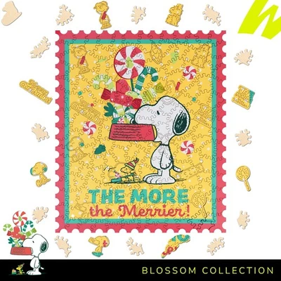 Quebra-cabeça oficial de madeira de Natal Snoopy 200 peças | Presente quebra-cabeça de férias - Imagem 1 de 4