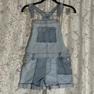 Youth Jordache Patchwork Denim Bib Overalls Size Large - Picture 1 of 4