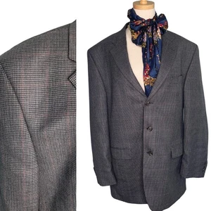 Chaps Ralph Lauren vintage 90s 100% wool houndstooth blazer jacket size 44L - Picture 1 of 9