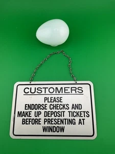 Vintage Aluminum Bank Sign with Original Chain. - Picture 1 of 3