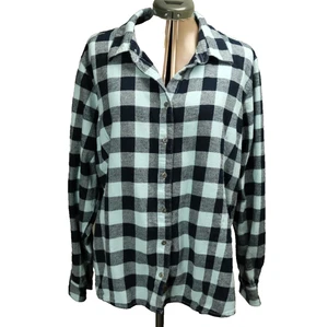 Lincoln Outfitters 100% Cotton Plaid Gingham Flannel Button Shirt Blue 3XL - Picture 1 of 24