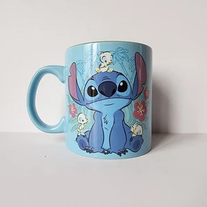 Disney Stitch Kaffeebecher 20 Unzen Keramik Teetasse Lilo Henkel blau groß Blumen - Bild 1 von 6
