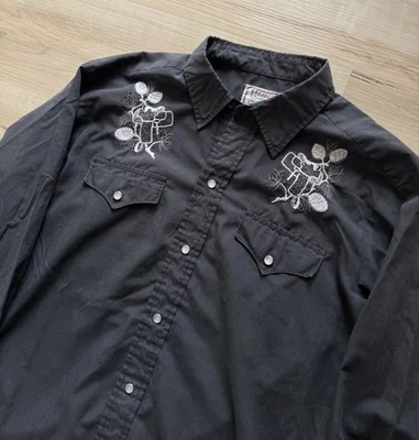 VTG 70's H Bar C California Ranchwear Pearl Snap Western Shirt Men's L Cactus - Image 1 of 4