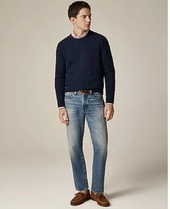 J Crew Men's Cashmere Cable Knit Crewneck Sweater Navy Large AZ972 $298 - Picture 1 of 15