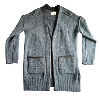 Lush Womens Large Navy Cardigan Open Front Pockets Long Sleeve Knit Sweater Cozy - Image 1 of 4