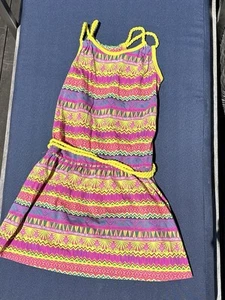 American Girl Doll Lea Clark Meet Dress For Girls Size 10 Pink Yellow Geo Print - Picture 1 of 5
