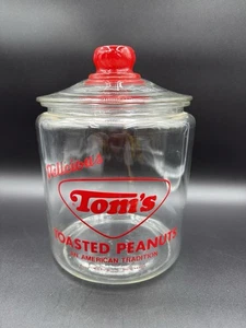 TOMS Original Toasted Peanut Jar With Red Top Lid Clear Theken Top Display Vintage - Bild 1 von 10
