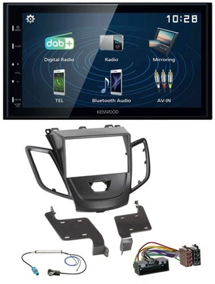 Kenwood 2DIN Bluetooth MP3 USB DAB Autoradio für Ford Fiesta 10-17 schwarz - Bild 1 von 4