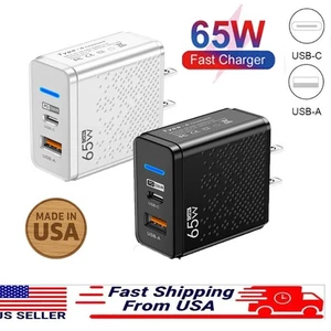 Universal 65W GaN Charger USB-C PD Type C US Plug Wall Charger Gan Power Adapter - Picture 1 of 15
