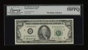 DBR 1974 $100 FRN New York Fr. 2167-B Legacy 58 PPQ Serial B76483575A - Picture 1 of 2