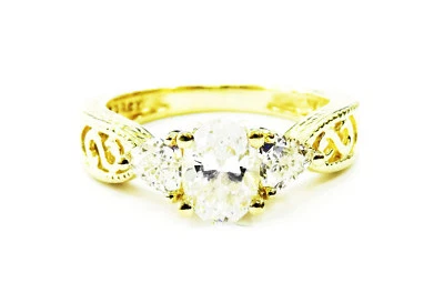 14K Yellow Gold Princess Cubic Zirconia Wedding Band Ring ~4.0g - Image 1 of 4