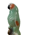 Vintage Parrot Green Ceramic on a Branch Made in Brazil 7.5” Large Figurine