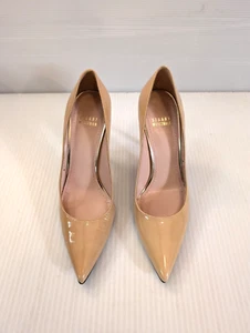Stuart Weitzman Nude Beige Brown Taupe Patent Leather Stiletto Pumps US 7.5 M - Picture 1 of 8