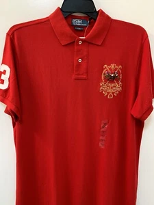 POLO RALPH LAUREN XL Polo Uomo Rossa Personalizzata Slim Fit Big Triple-Pony Nuova con etichette - Foto 1 di 15