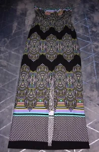 Miss Selfridge Paisley Stretch Split Cut Out Back Strapless Bandeau Dress UK 10 - Picture 1 of 7