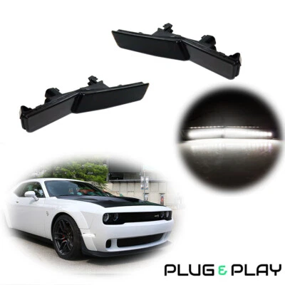 Luces LED blancas de parachoques laterales para Dodge Challenger SRT 2018-22 carrocería ancha RT Foto 1 de 4