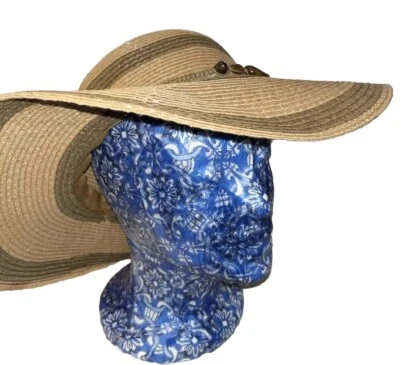  Vintage Good Quality Natural Straw Hat Wide Brim  - Image 1 of 4