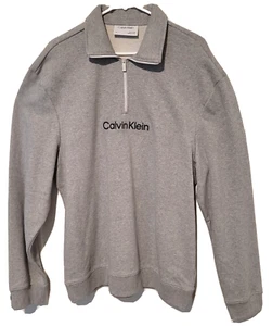 Calvin Klein, Pullover, Men's, 1/4 Zip, Cotton, Light Gray - Picture 1 of 7