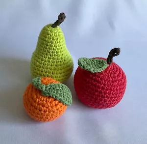 New Handmade Crochet Food Amigurumi Fruit Set Of 3 - Picture 1 of 7