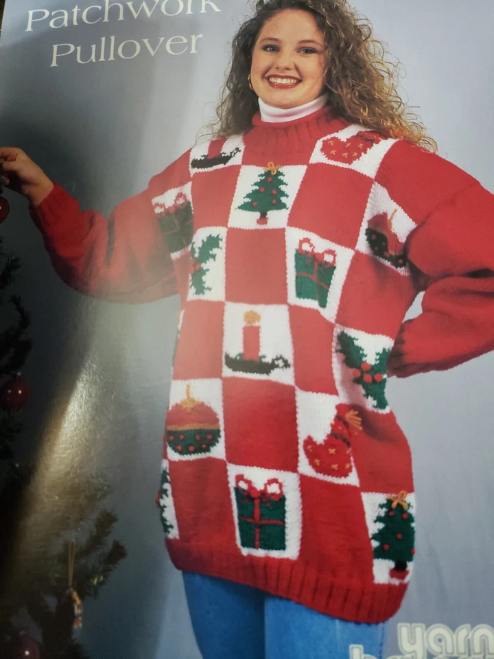 Brunswick  Vintage Knitting Pattern 9527 Christmas Patchwork Pullover 34-44 - Image 1 of 1