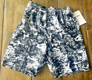 New Big Boy's Nike Swoosh Volley Swim Shorts, Digital Print Geometric Medium - Picture 1 of 3