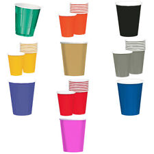 266ml Paper Cups x 8 or 20 Partyware Green Orange Yellow Blue Pink Purple Red