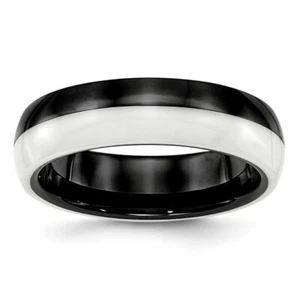 Ceramic Black and White 6.00mm Band - Picture 1 of 15