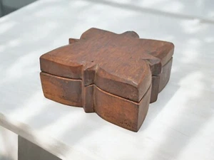 Antique Wooden Kitchenware Spice Box Original Old Hand Carved - Picture 1 of 7
