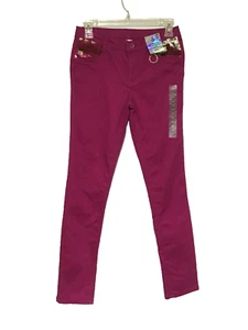 Members Mark Jeans Girls 14/16 Favorite Knit Denim Jean Fusia Pink Sequins - Picture 1 of 11