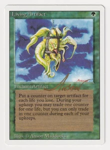Gold Signed Living Artifact LP Revised Artist Anson Maddocks 1994 MTG Magic Rare - Picture 1 of 2