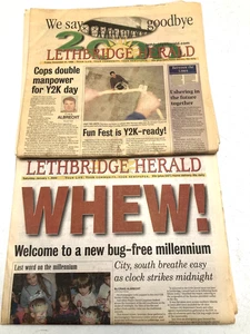 Lethbridge Herald Alberta, Y2K Dec 31 1999 and January 1, 2000 Complete Papers - Picture 1 of 21