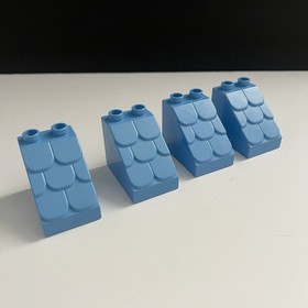4 Lego Duplo 15580 Medium Blue House Roof Shingles Brick 10606 45025 10827 45021