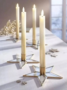Stabkerzenhalter Glas 2er Set STAR" Dekorativ 2er-Set, Ø je 15 cm Advent Deko - Bild 1 von 1